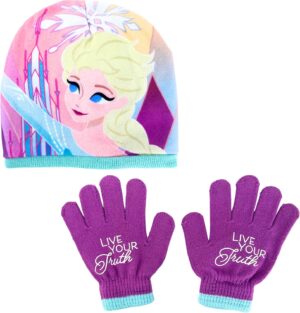 Ensemble hiver Disney Elsa avec chapeau et gants pour filles