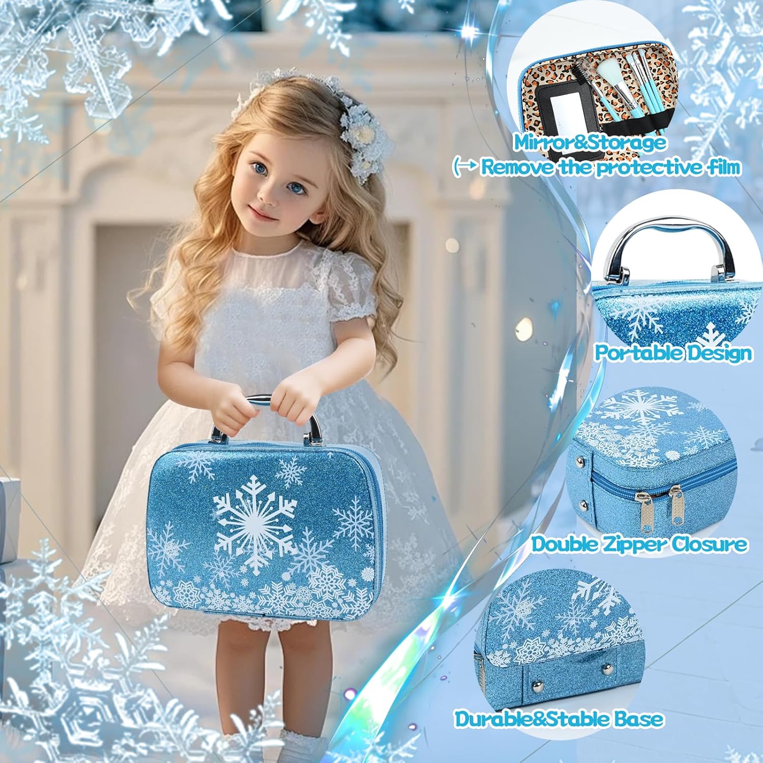 Coffret maquillage lavable Reine des Neiges avec couronne pour enfant – Image 5