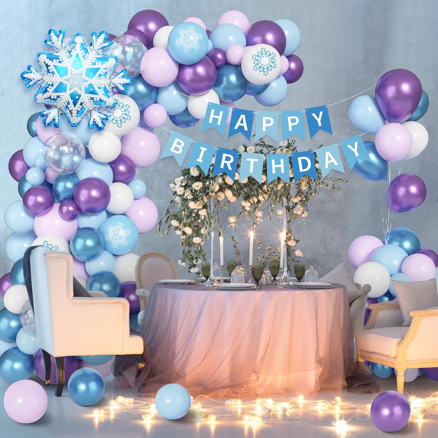Kit de 173 pièces ballons La Reine des Neiges violet blanc 12 pouces – Image 4