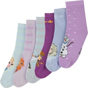 Lot de 6 chaussettes Frozen La Reine des Neiges Anna Elsa multicolore, taille 23-26