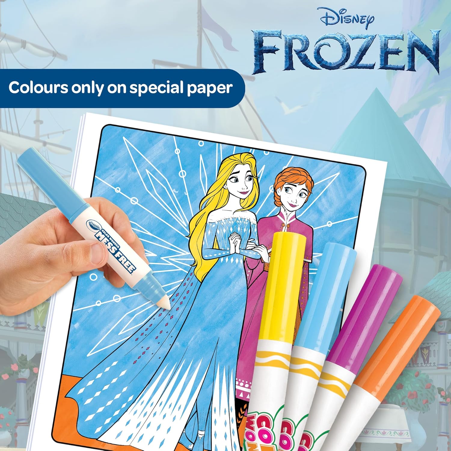 Kit Color Wonder La Reine des Neiges avec 18 pages et 4 feutres anti-tache – Image 3