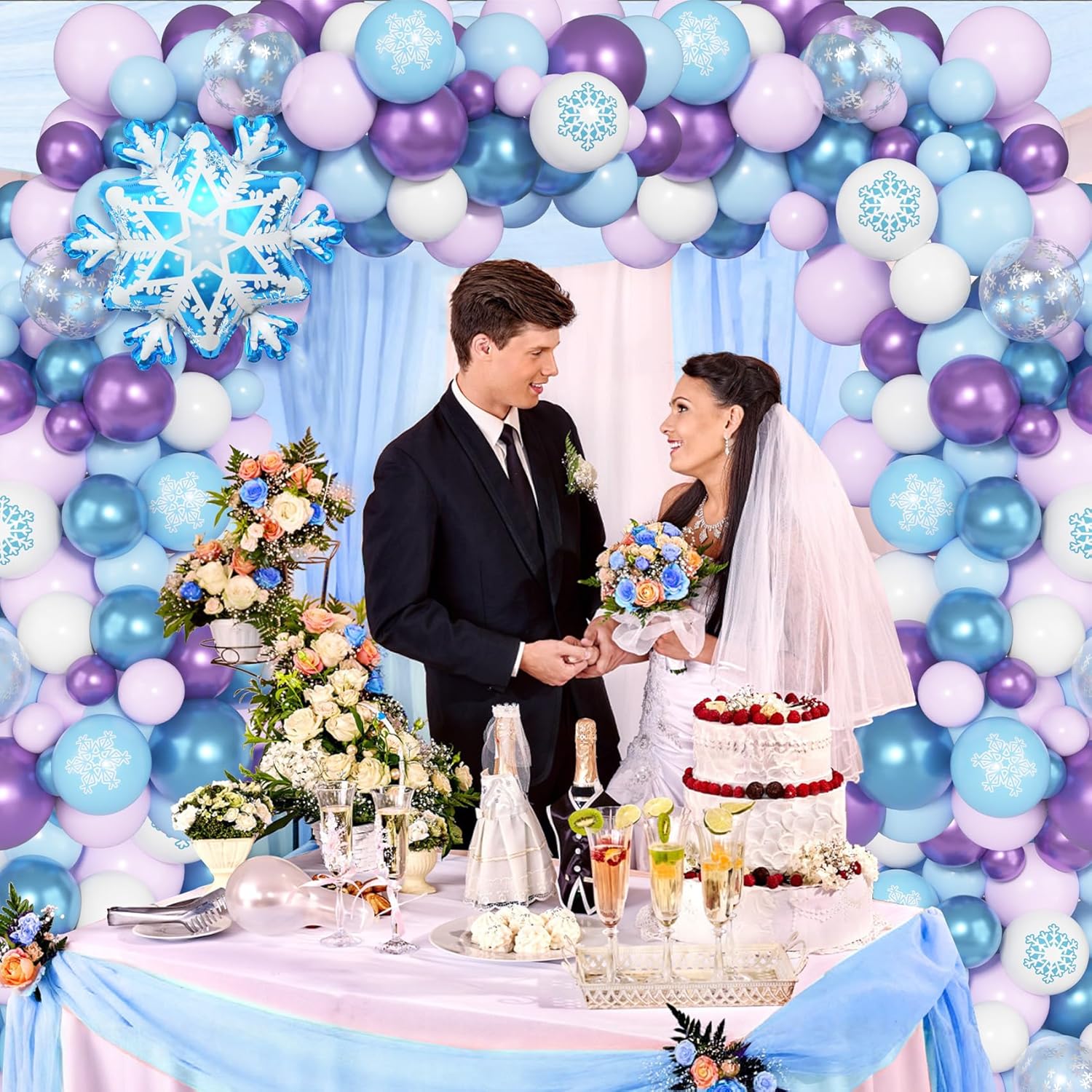 Kit de 173 pièces ballons La Reine des Neiges violet blanc 12 pouces – Image 5