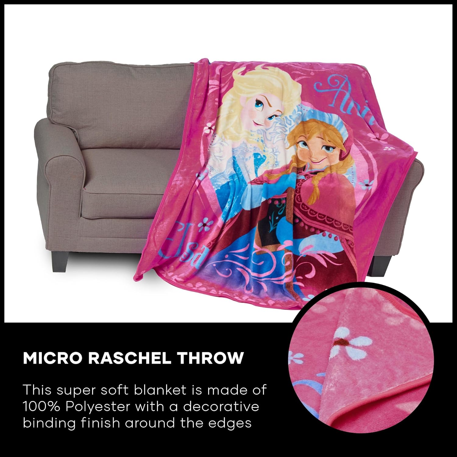 Plaid Disney La Reine des Neiges Loving Sisters en micro raschel 116,8 x 152,4 cm – Image 6