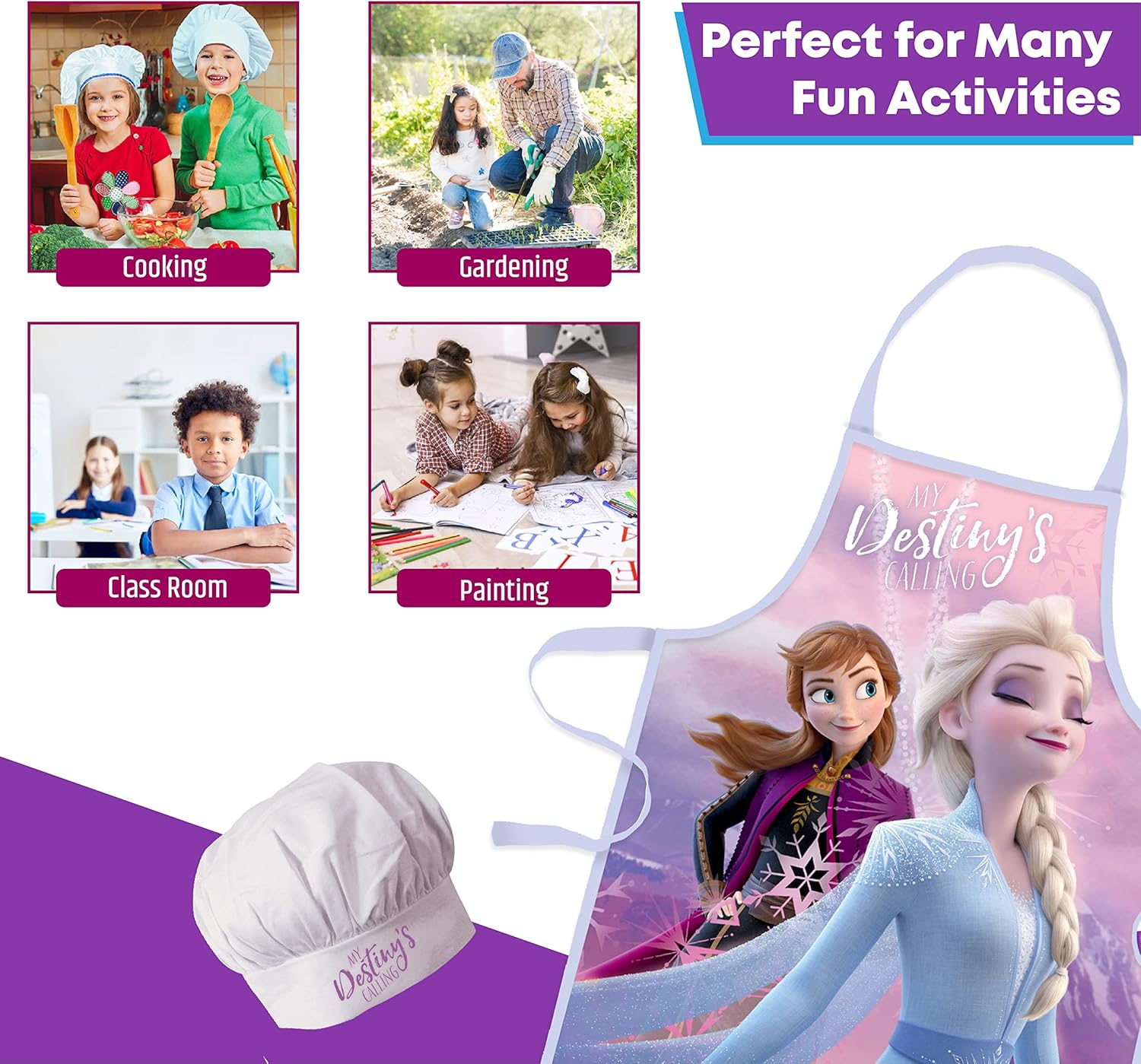 Ensemble tablier et toque ajustable enfant Frozen, 3 à 8 ans – Image 4