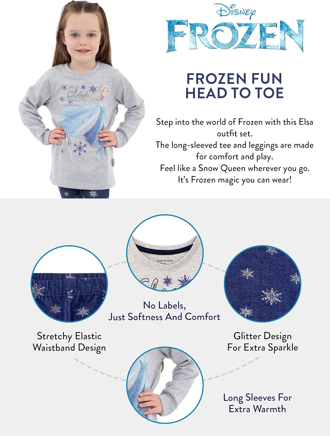 Ensemble fille Disney La Reine des Neiges Frozen avec leggings et t-shirt manches longues – Image 7