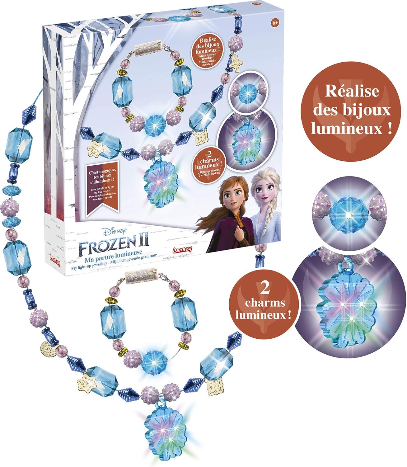 Parure lumineuse Reine des Neiges 2 avec bracelet et charms - Lansay – Image 3