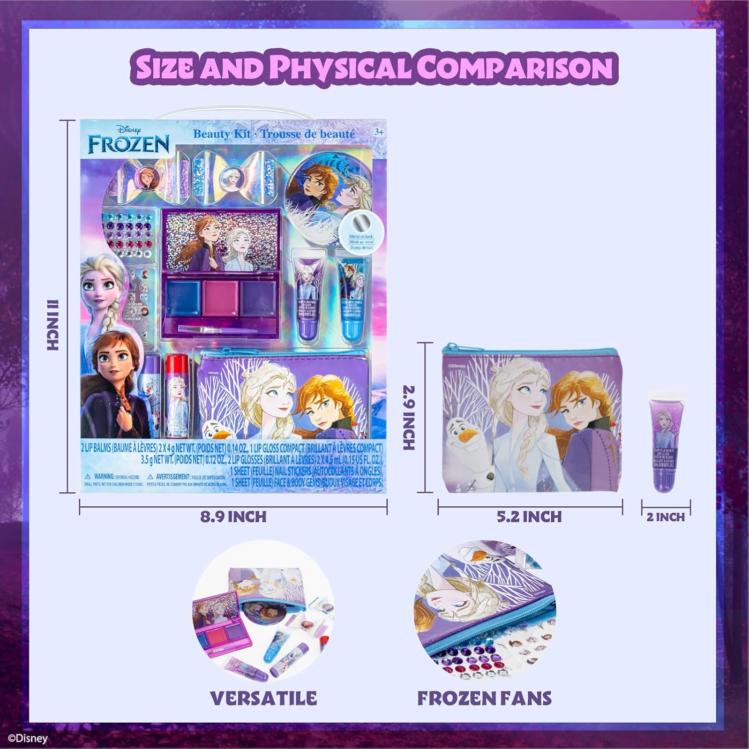 Coffret maquillage Disney Frozen avec miroir, gloss et stickers ongles – Image 8