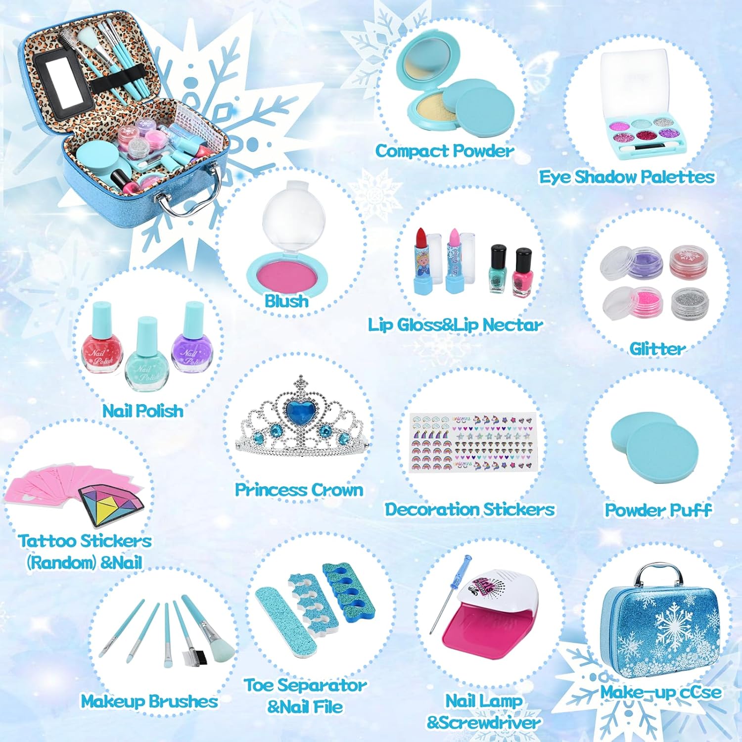 Coffret maquillage lavable Reine des Neiges avec couronne pour enfant – Image 2