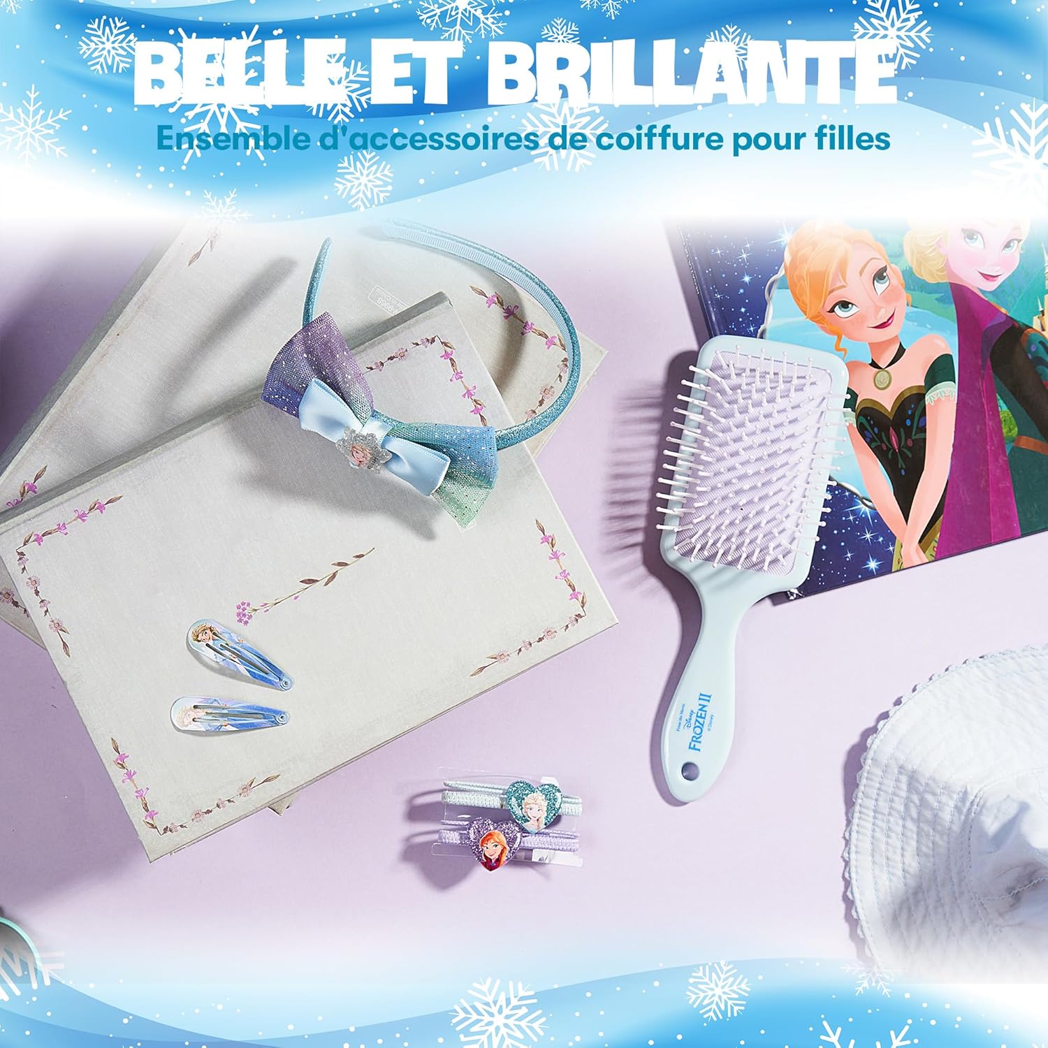 Kit cheveux Disney La Reine des Neiges Elsa et Anna avec serre-tête et brosse – Image 3