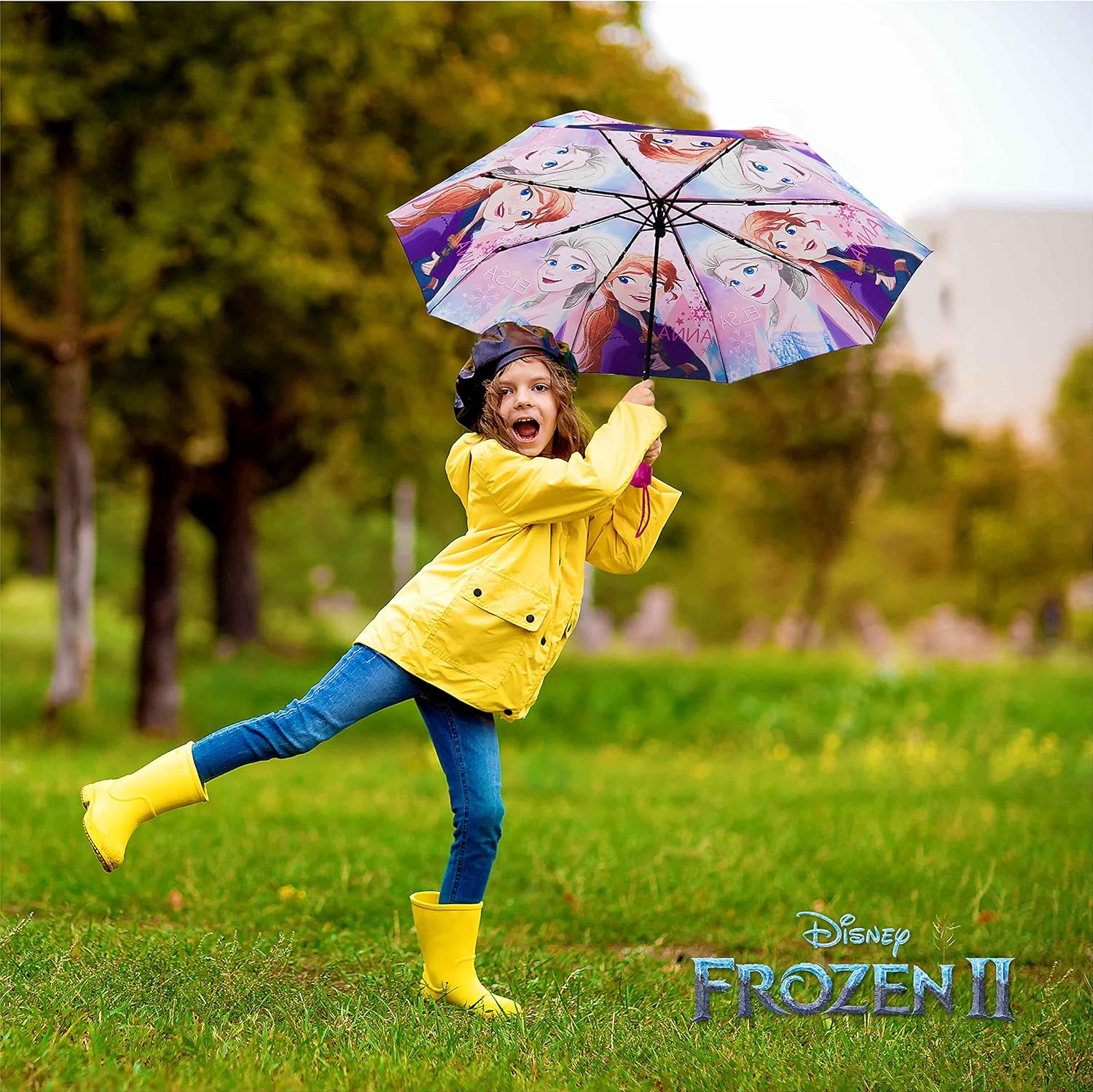 Parapluie pliant enfant Frozen avec housse de rangement – Image 7
