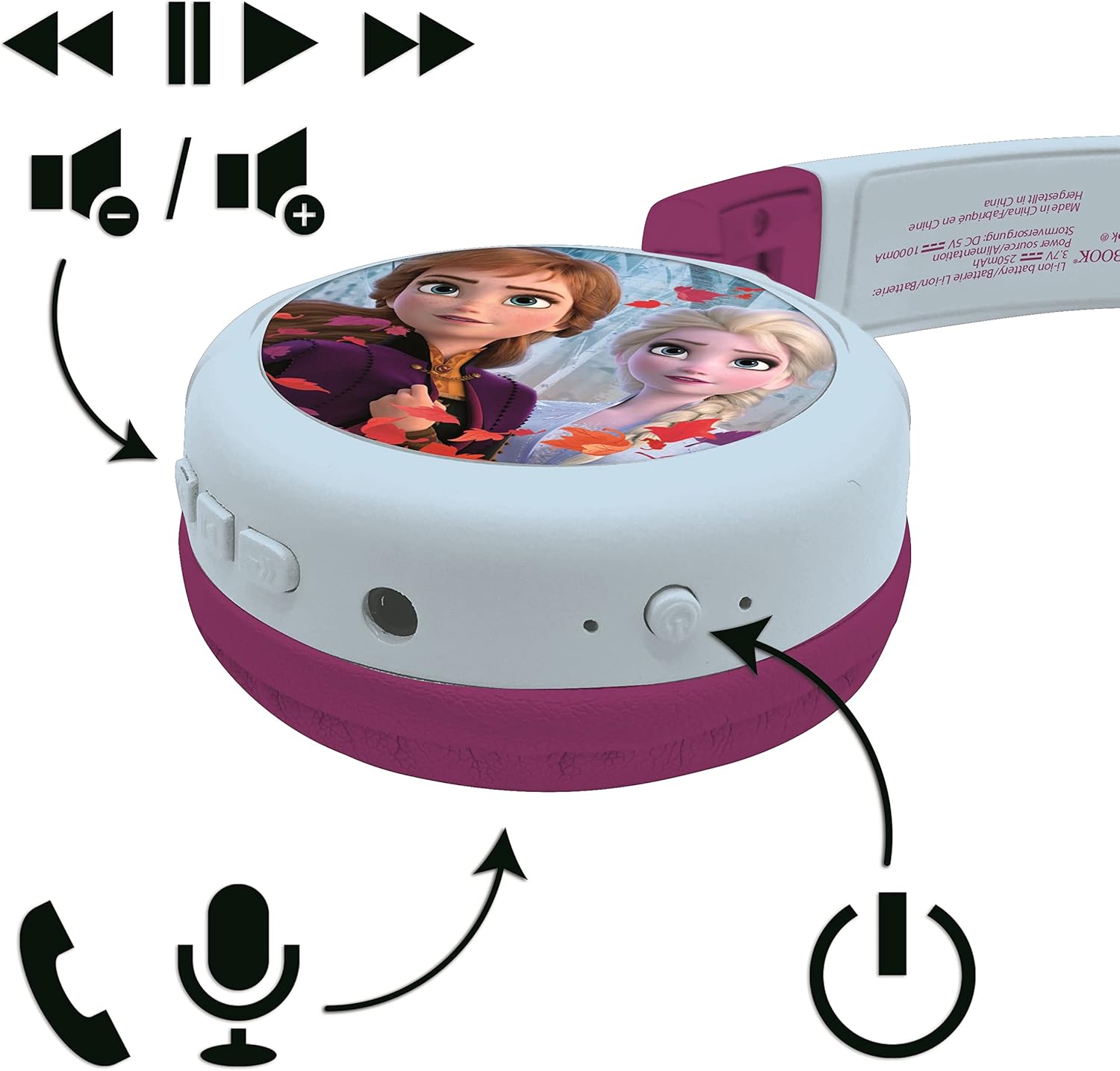 Lexibook Disney La Reine des Neiges casque audio enfant 2-en-1 Bluetooth 5.0 et filaire – Image 4