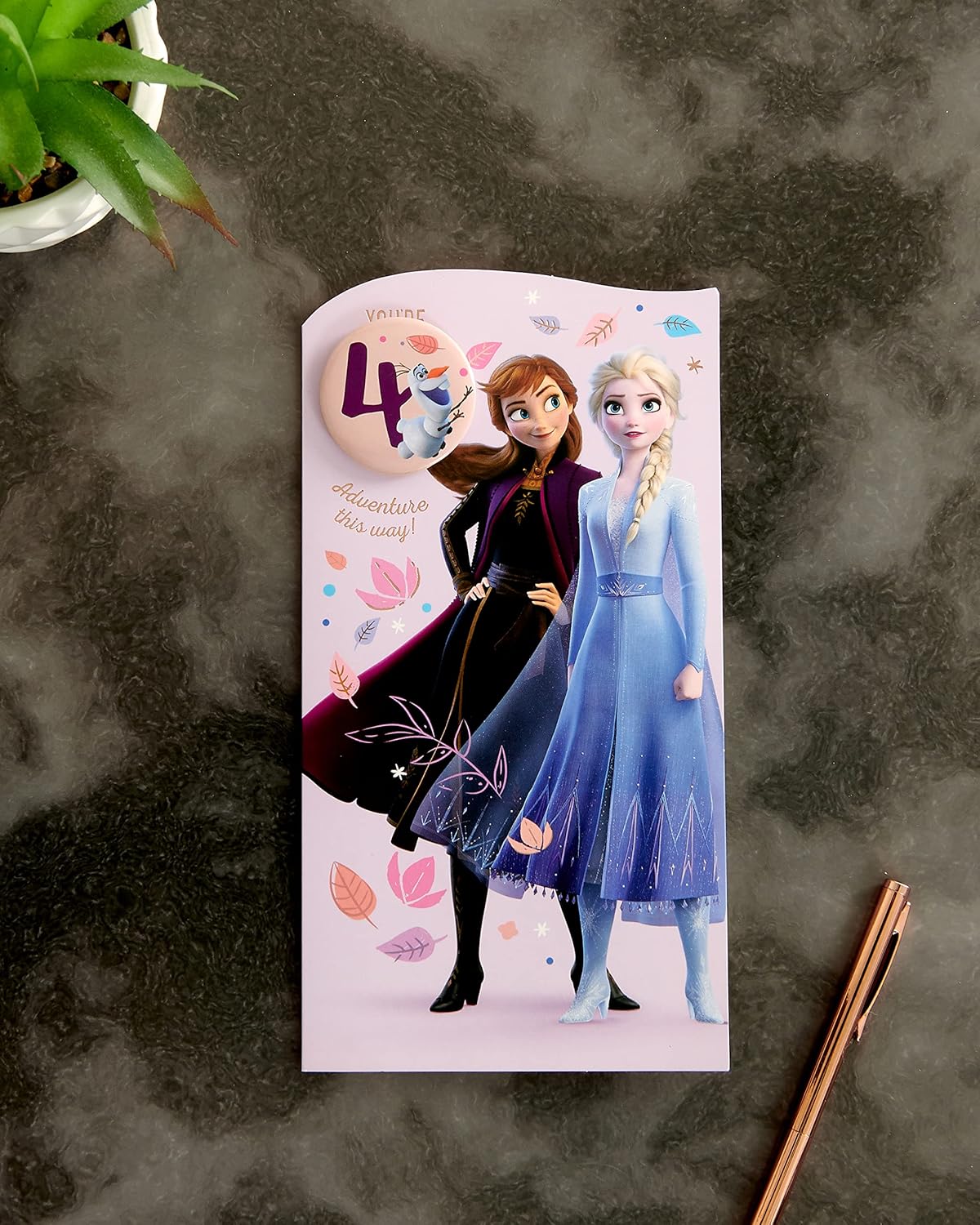 Carte d'anniversaire Disney La Reine des Neiges 4 ans Elsa et Anna avec enveloppe – Image 3