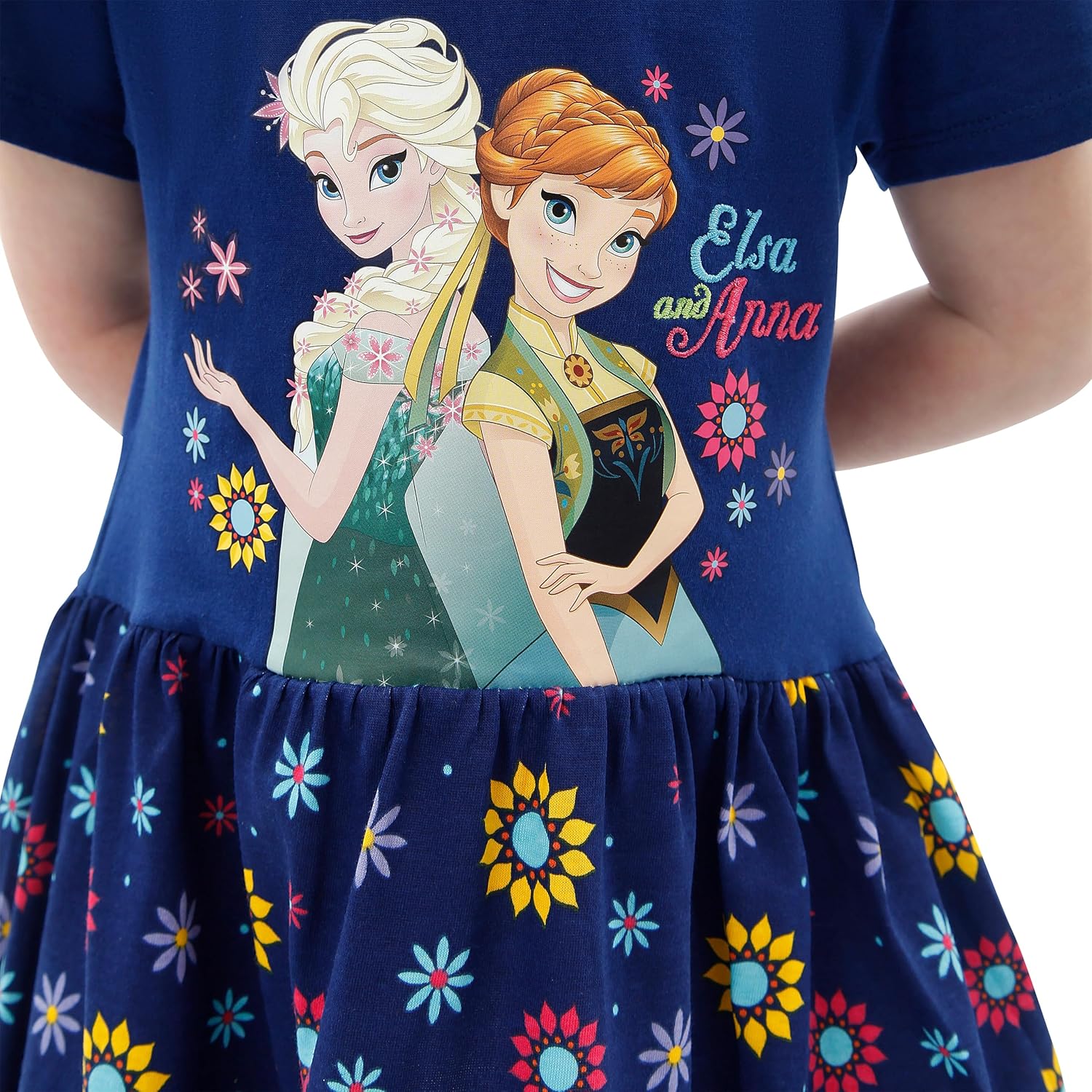 Robe Disney La Reine des Neiges fille à manches courtes Anna et Elsa – Image 4