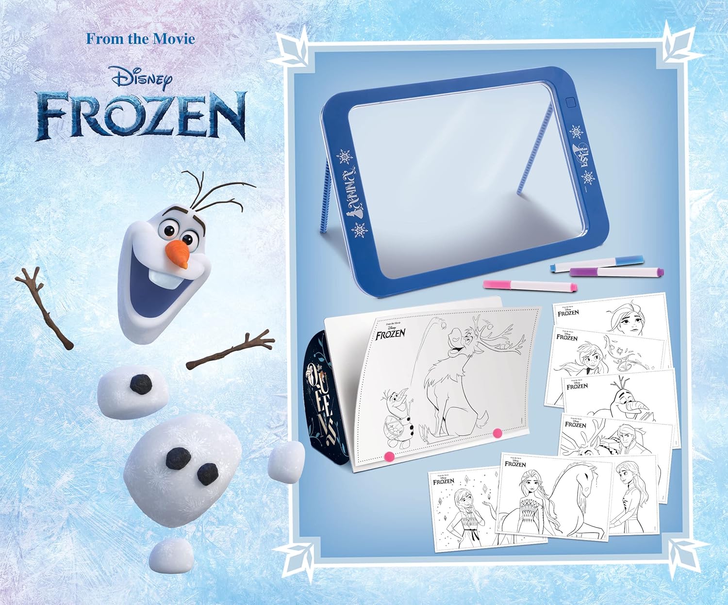 Ardoise magique LED Reine des Neiges avec feutres fluorescents – Image 3