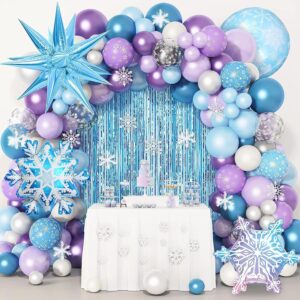 Kit de 162 ballons La Reine des Neiges bleu et violet avec flocons