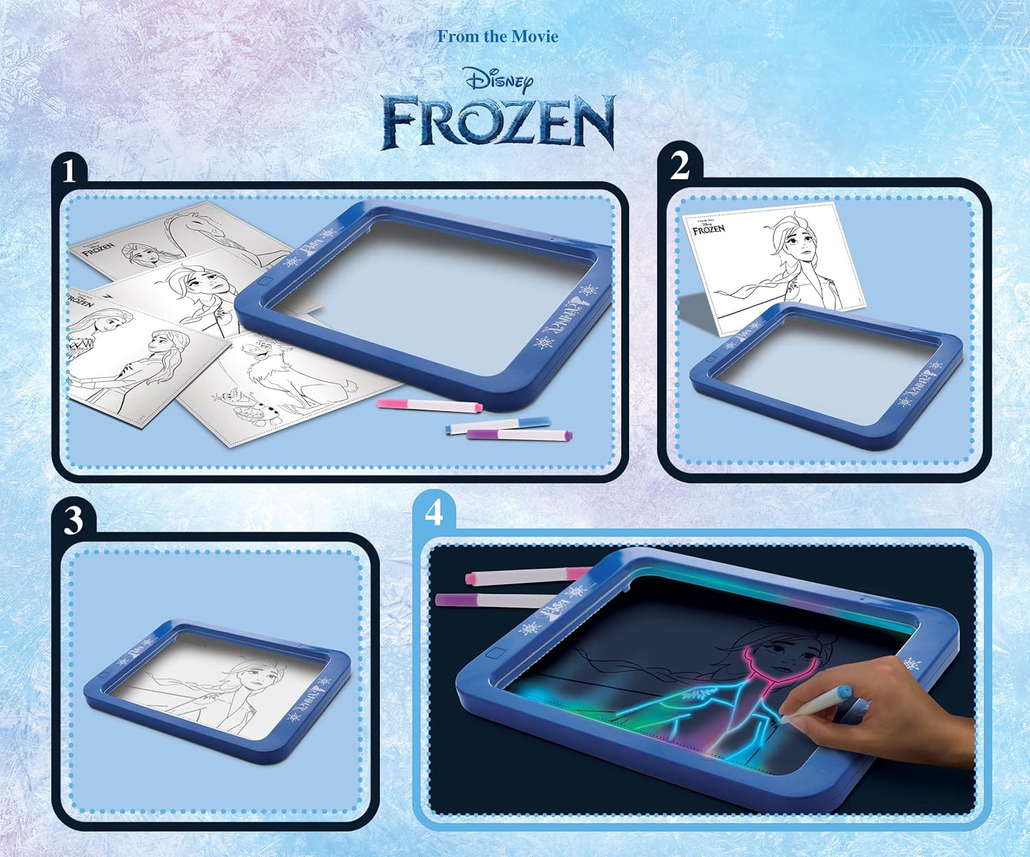 Ardoise magique LED Reine des Neiges avec feutres fluorescents – Image 5
