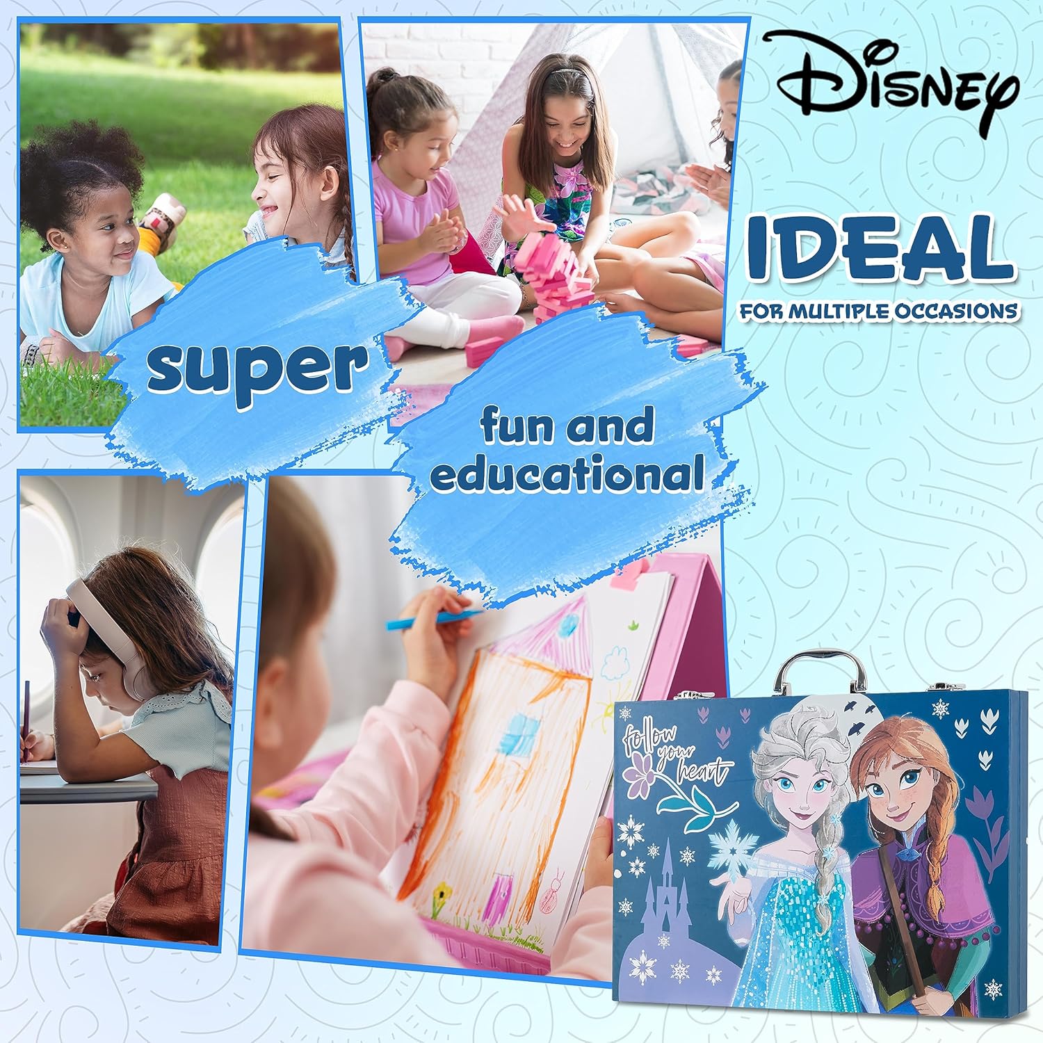 Mallette de dessin Disney 130 pièces bleu, Reine des Neiges et Stitch – Image 5