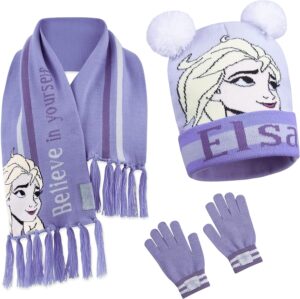 Ensemble enfant Disney Elsa avec écharpe 113 x 17 cm, bonnet et gants