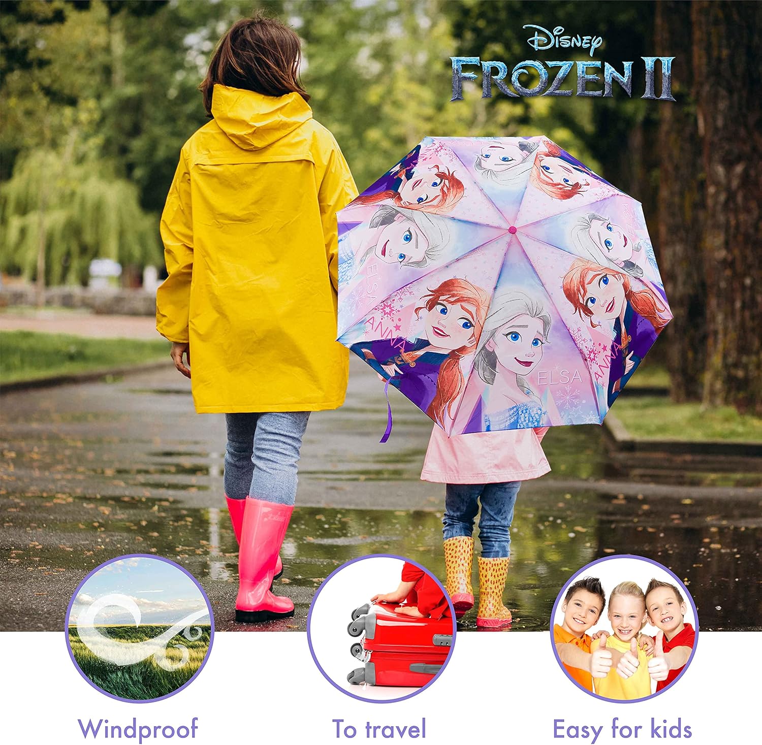 Parapluie pliant enfant Frozen avec housse de rangement – Image 4