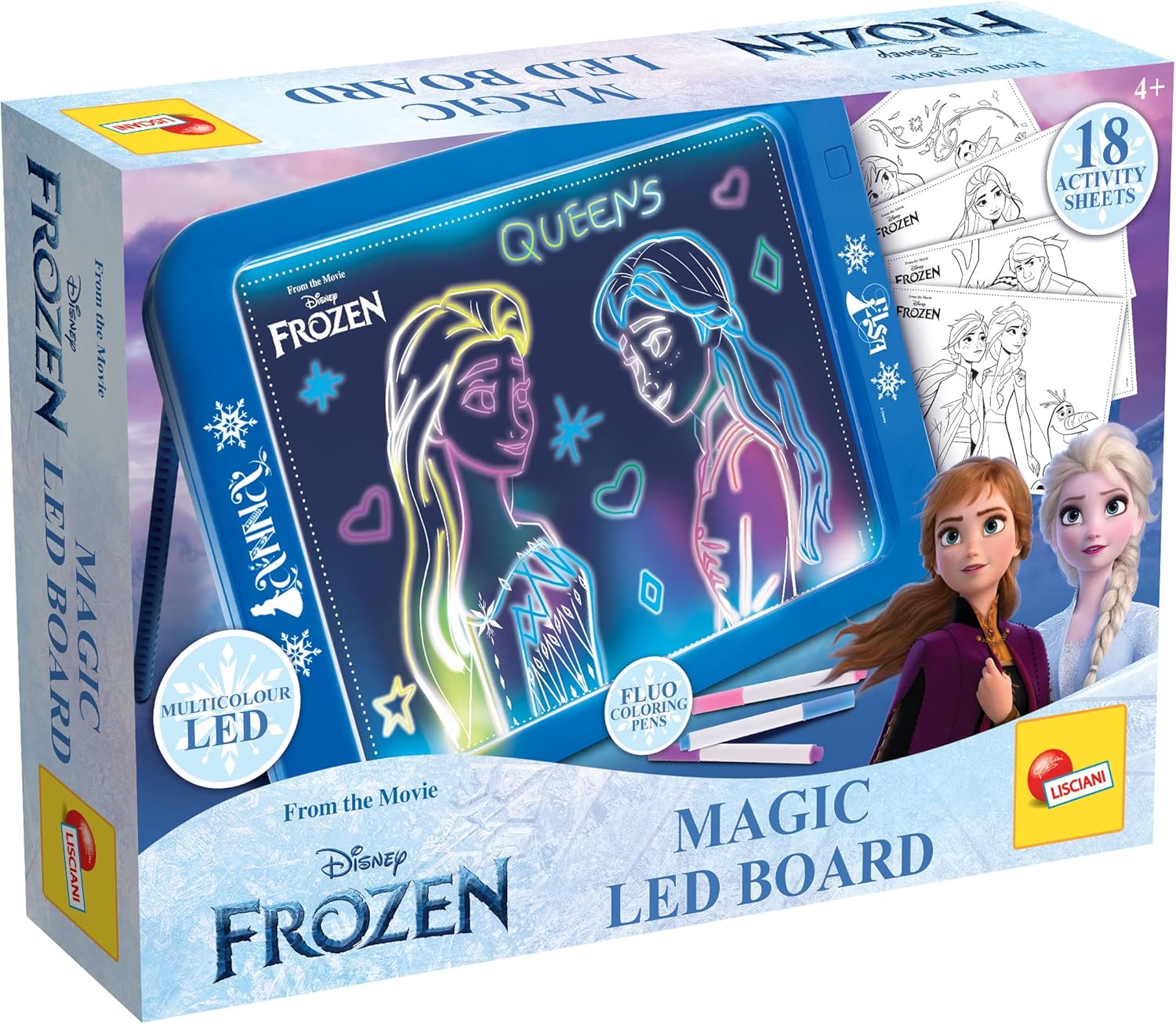 Ardoise magique LED Reine des Neiges avec feutres fluorescents