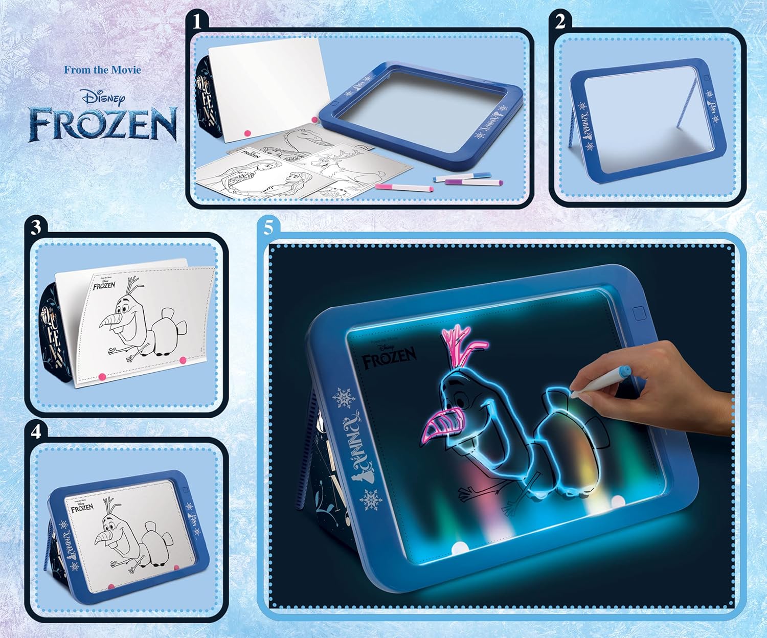 Ardoise magique LED Reine des Neiges avec feutres fluorescents – Image 6