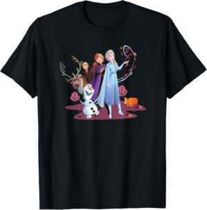 T-shirt Disney La Reine des Neiges automne avec Elsa, Anna, Olaf, Sven et Kristoff