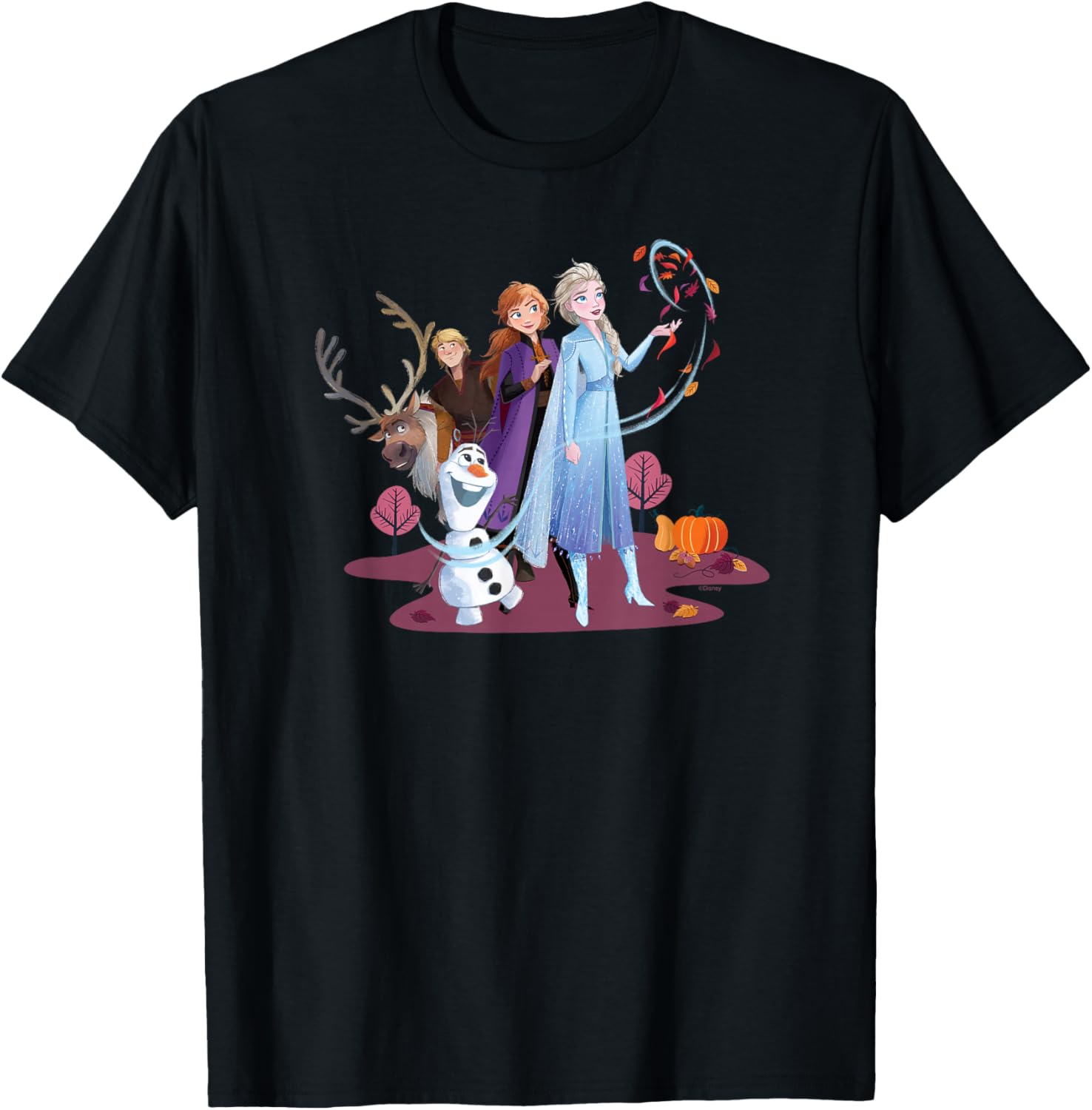 T-shirt Disney La Reine des Neiges automne avec Elsa, Anna, Olaf, Sven et Kristoff