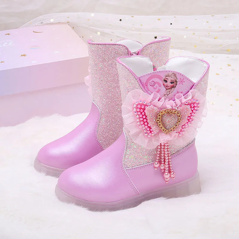 Bottes Reine des Neiges pailletées bleu ou rose – Image 3