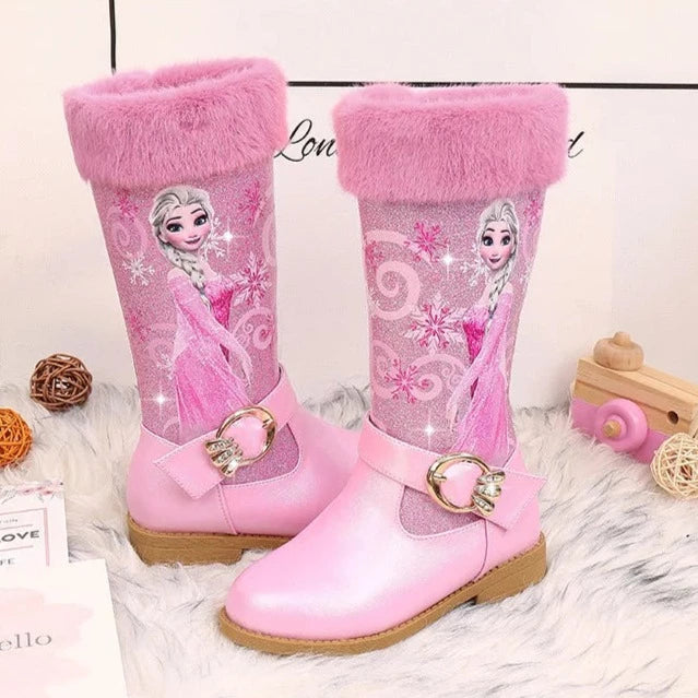 Bottes à fourrure Reine des Neiges en rose ou bleu – Image 2