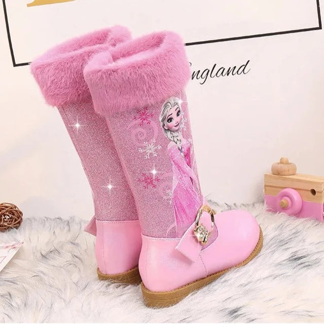 Bottes à fourrure Reine des Neiges en rose ou bleu – Image 3