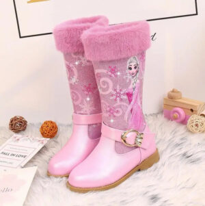 Bottes à fourrure Reine des Neiges en rose ou bleu