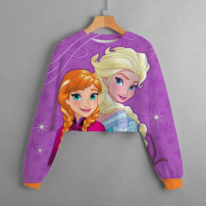 Crop top manches longues Reine des Neiges, tailles enfant 100 à 160