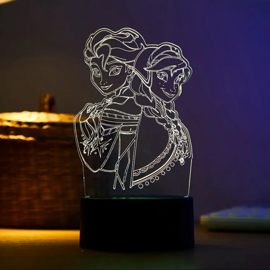 Lampe LED Anna et Elsa amies, bases au choix, Reine des Neiges