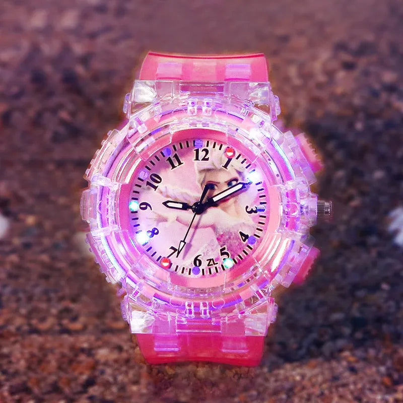 Montre rose La Reine des Neiges