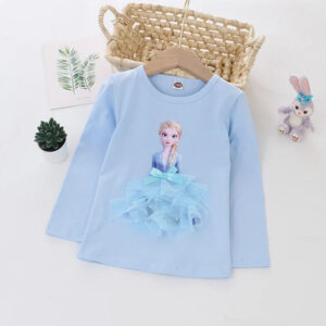 Pull Reine des Neiges bleu enfant, tailles 3 à 8 ans