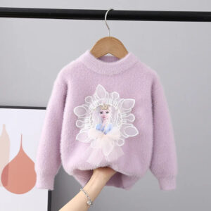 Pull La Reine des Neiges violet ou rose de 2 a 5 ans