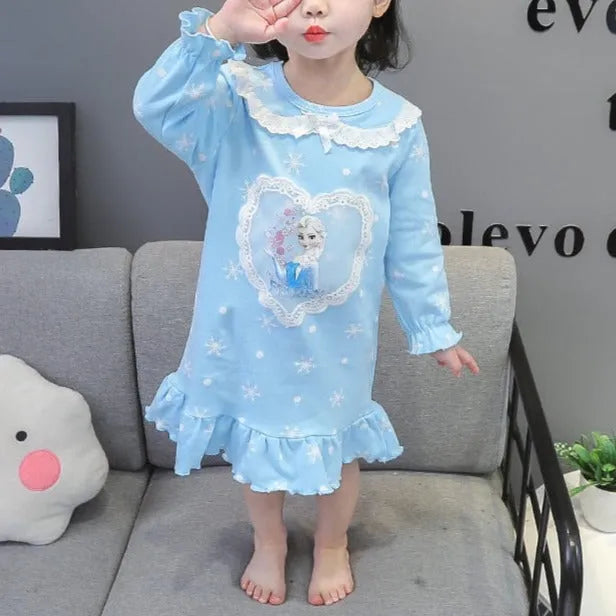 Pyjama long Reine des Neiges, rose ou bleu, 12 mois à 6 ans – Image 2