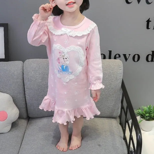 Pyjama long Reine des Neiges, rose ou bleu, 12 mois à 6 ans