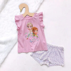 Pyjama d'été rose Reine des Neiges, tailles 2 à 8 ans