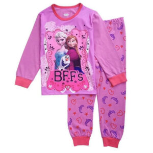 Pyjama long rose La Reine des Neiges, tailles 1T-2T à 7T