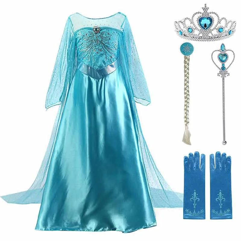 Déguisement Elsa La Reine des Neiges, robe seule ou avec accessoires