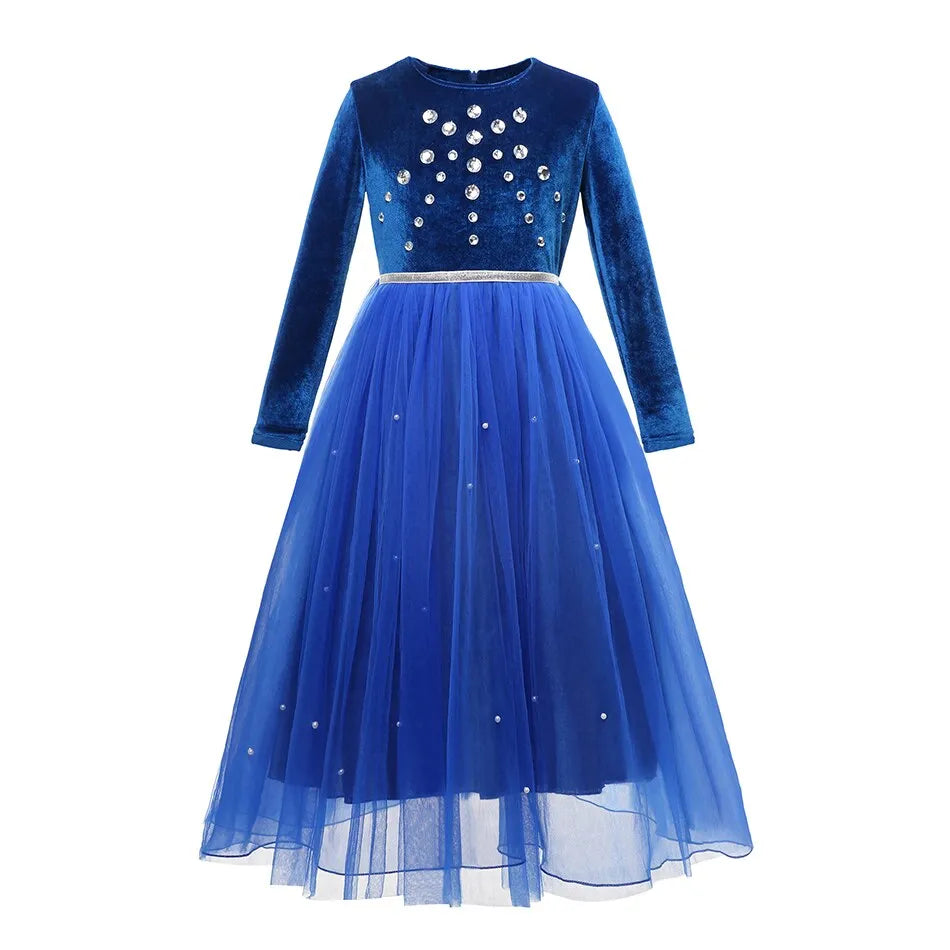 Robe Elsa Reine des Neiges en velours avec accessoires au choix – Image 3