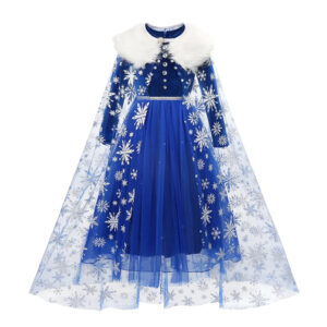 Robe Elsa Reine des Neiges en velours avec accessoires au choix