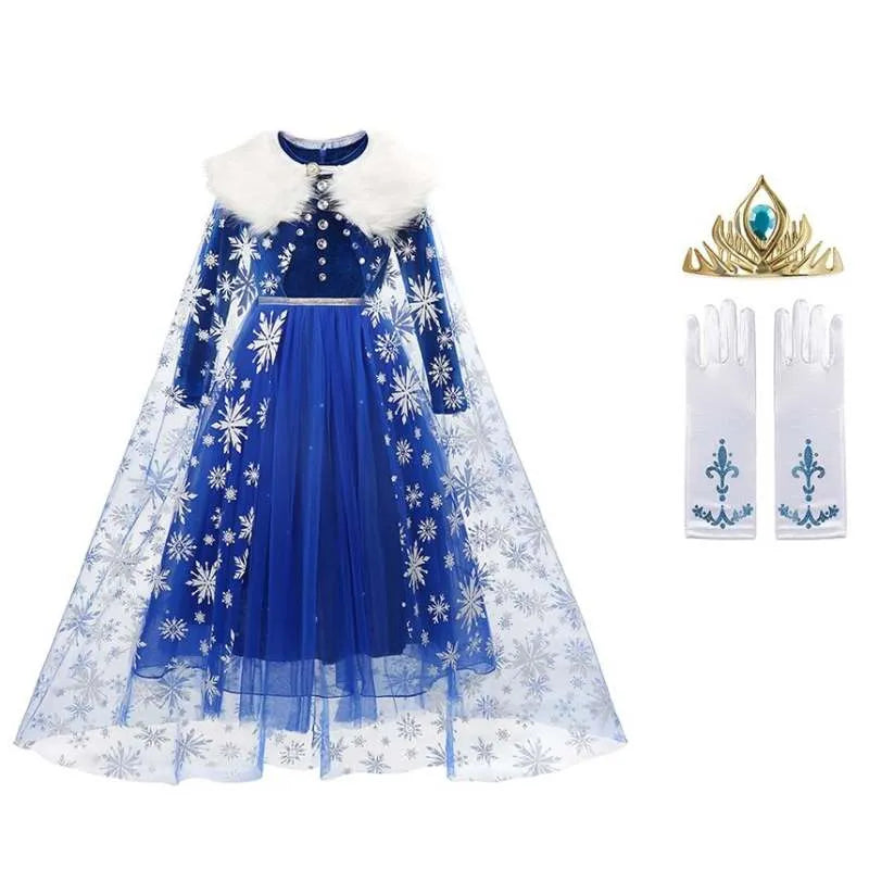 Robe Elsa Reine des Neiges en velours avec accessoires au choix – Image 6