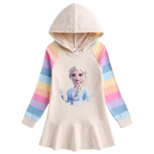 Robe beige Reine des Neiges avec tailles 90cm à 140cm