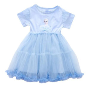 Robe La Reine des Neiges en mousseline, bleu ou rose