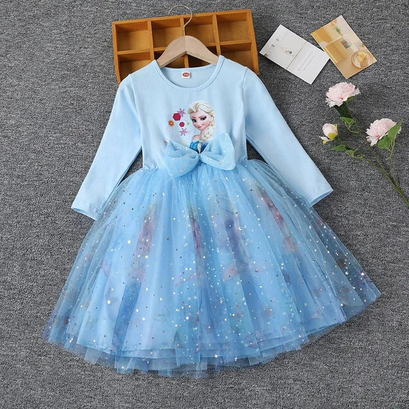 Robe style princesse Reine des Neiges, bleu ou rose – Image 2