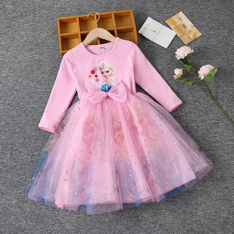 Robe style princesse Reine des Neiges, bleu ou rose – Image 3