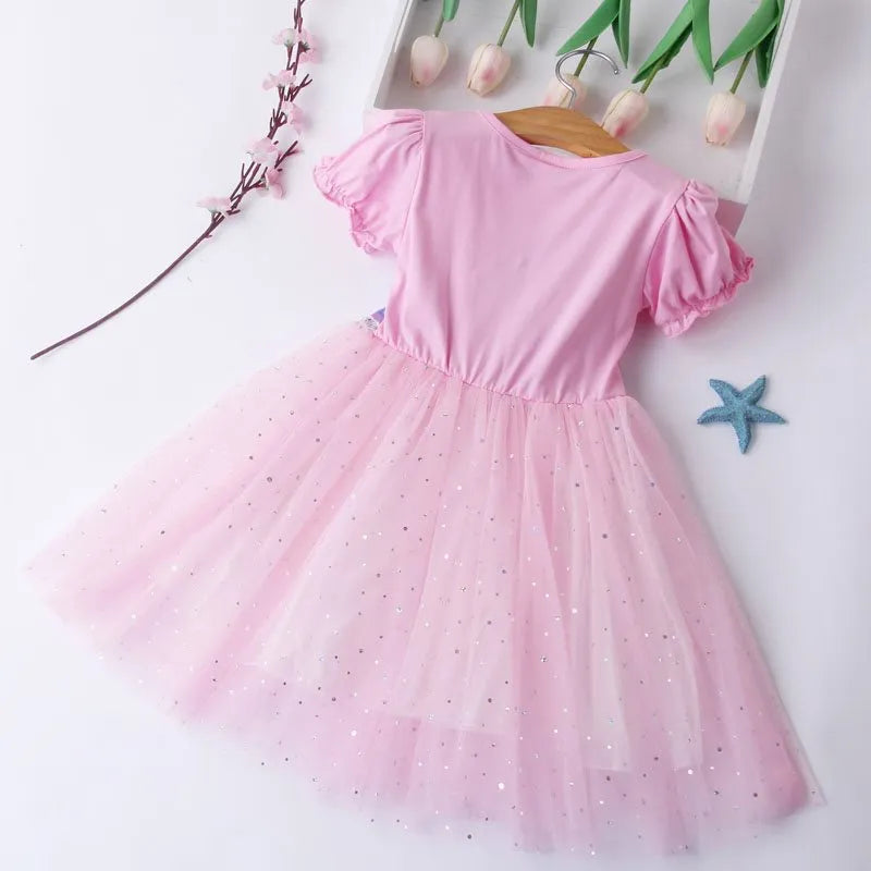 Robe Reine des Neiges en tulle rose, tailles 3 à 7 ans – Image 2