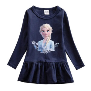Robe bleu marine La Reine des Neiges, 90 cm à 140 cm